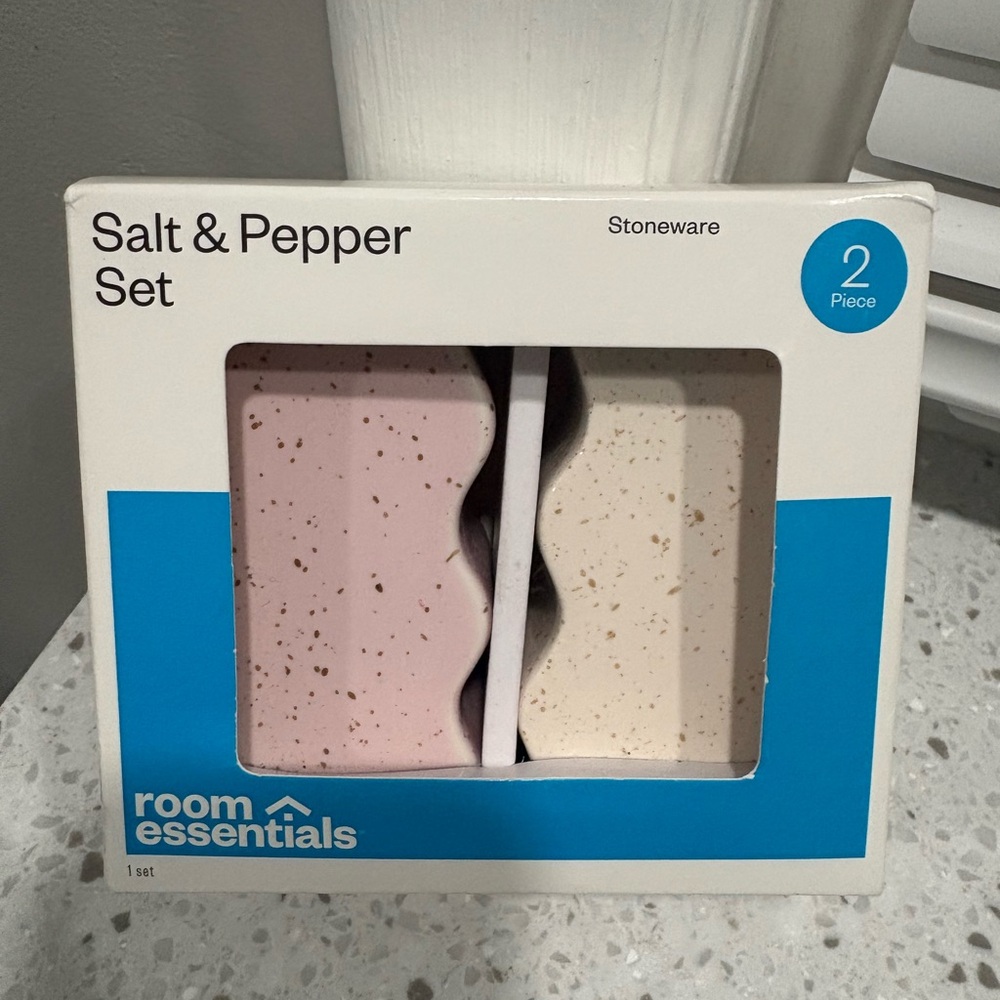 Room Essentials Pink and Cream Stoneware Shakers